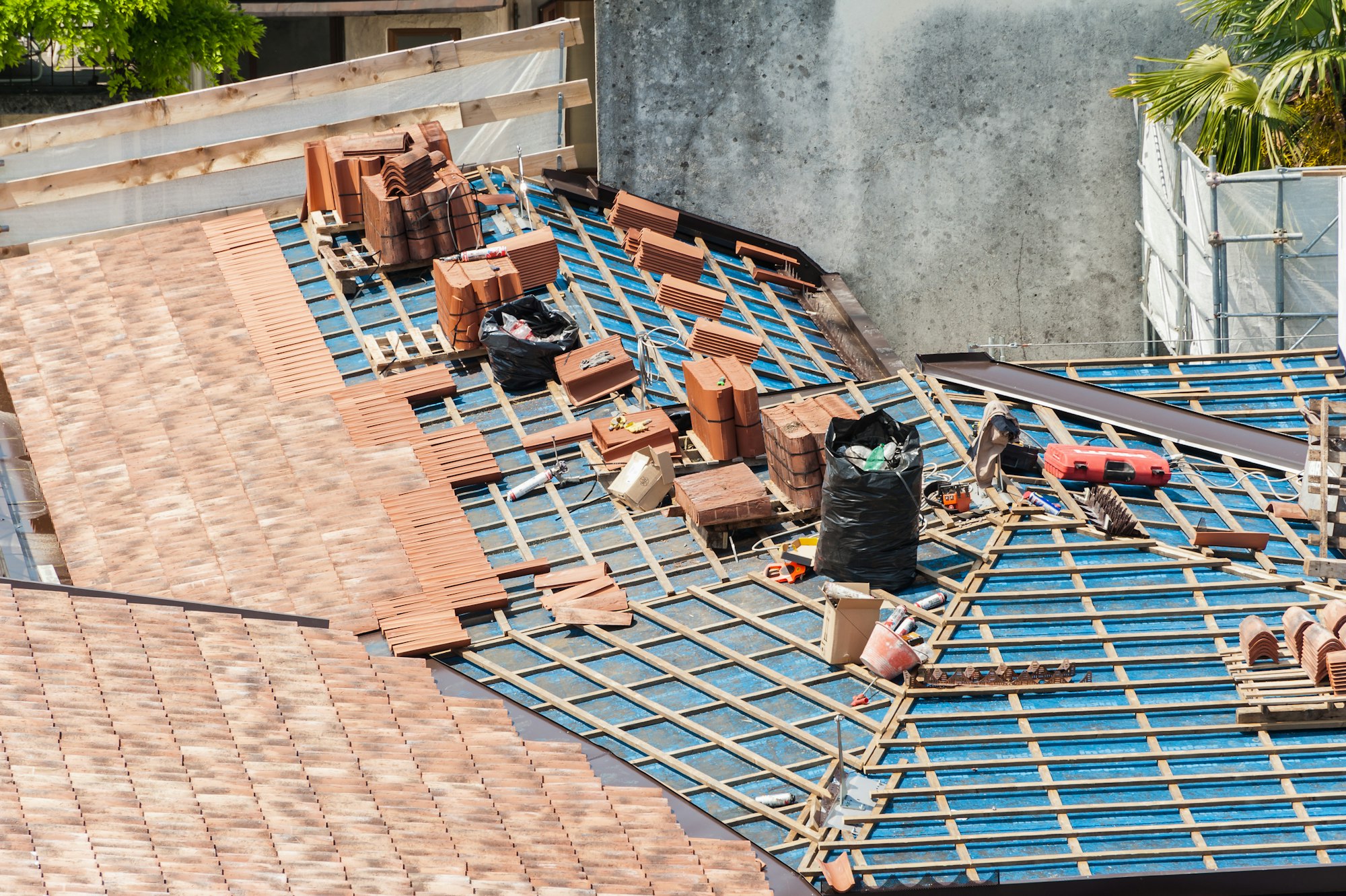 Construction site. Roof renovation.